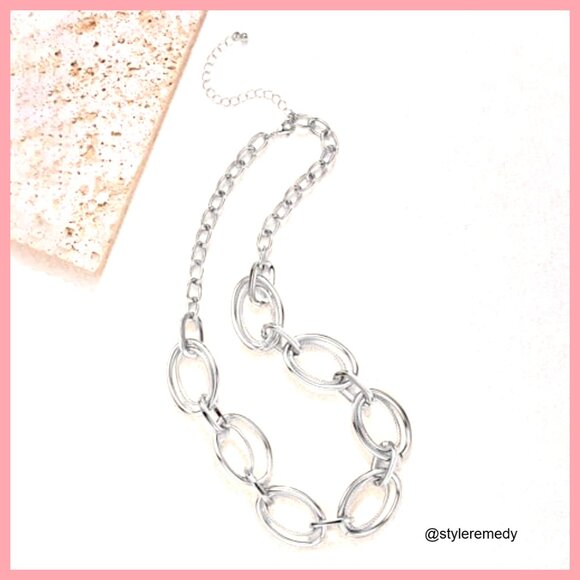 Gold Plated Chunky Chain Link Statement Choker Necklace for Women - Picture 7 of 7